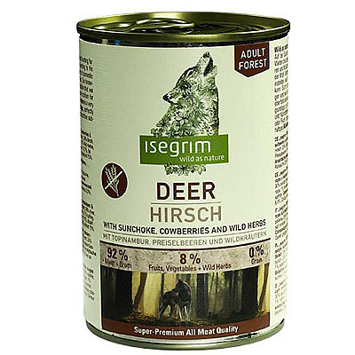 Консерви для собак Isegrim Deer with Sunchoke Cowberries & Wild Herbs  з олениною, чорницею, грибами і травами для собак