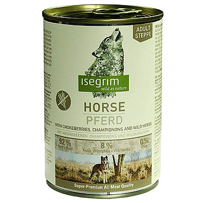 Консерви для собак Isegrim Horse pure with Chokeberries Champignons & Wild Herbs з кониною, горобиною, грибами та травами