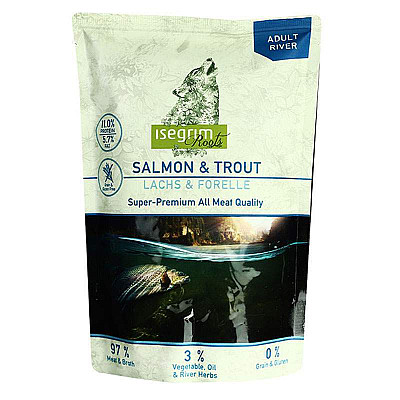Консерви для собак Isegrim Pouch Roots Salmon & Trout  з лососем і фореллю для дорослих собак