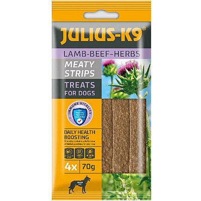 М`ясні смужки для собак Julius-K9 Meaty Strips Lamb-Beef-Herbs з яловичиною та ягням і травами