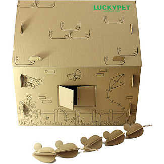 LuckyPet Домик Уикенд картонный для кошек, коричневый