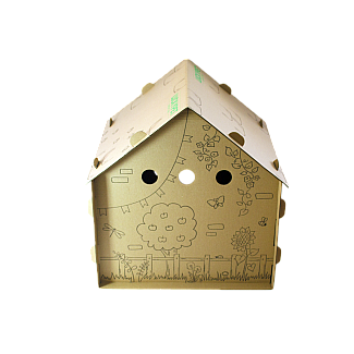 LuckyPet Домик Уикенд картонный для кошек, коричневый