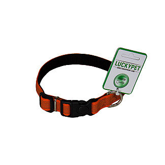 Ошейник с прорезиненной ленты подшитый Lucky Pet оранжевый, 2 см / 35-45 см