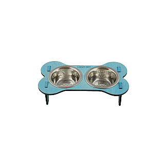 Підставка для маленьких собак з мисками "Кісточка"  2х200мл, блакитний