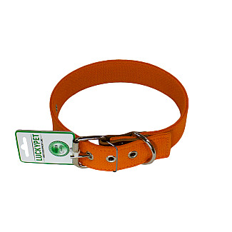 Нашийник брезентовий одинарний зі шкірою Lucky Pet оранжевий, 3.5 см/42-56 см