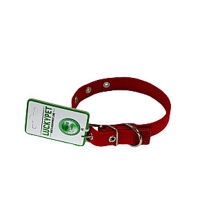 Нашийник брезентовий одинарний зі шкірою Lucky Pet червоний, 3.5 см/26-56 см