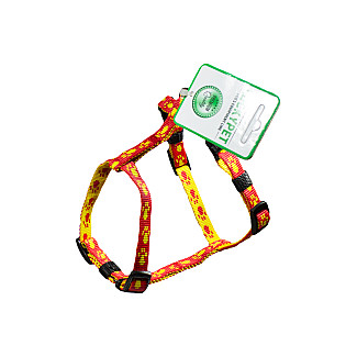 Lucky Pet Нагрудник капроновий анатомічний Н-подібний "Лапки" 2.0/40-60/58-80 см, Червоно-жовтий