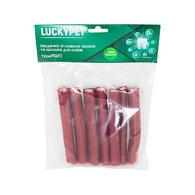 Lucky Pet Сердечко зі смаком лосося та кролика для собак 12 см