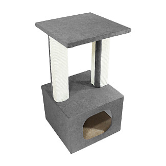 Дряпка Lucky Pet будинок "Грот Люкс", сірий,  33х33х64 см