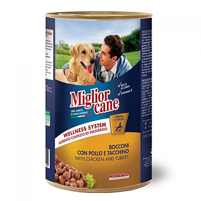 Вологий корм для собак Migliorcane зі шматочками курки та індички