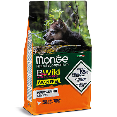 Monge (Монж) BWild Grain Free Puppy&Junior Duck All Breeds - Беззерновий корм з качкою для цуценят різних порід