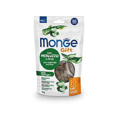 Лакомство для кошек Monge Gift Cat Skin support с треской и алоэ