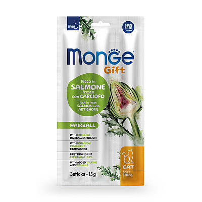 Ласощі для кішок Monge Gift Cat Hairball сьомга з артишоком
