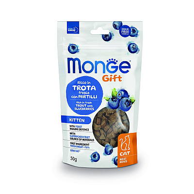 Лакомство для кошек Monge Gift Cat Kitten форель с черникой