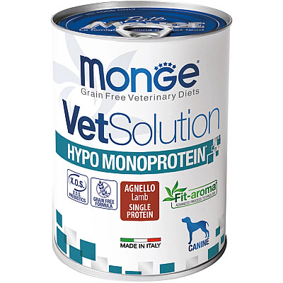 Консерва для собак с пищевыми расстройствами Monge VеtSolution Wet Hypo Monoprotein Tuna Canine с ягненком