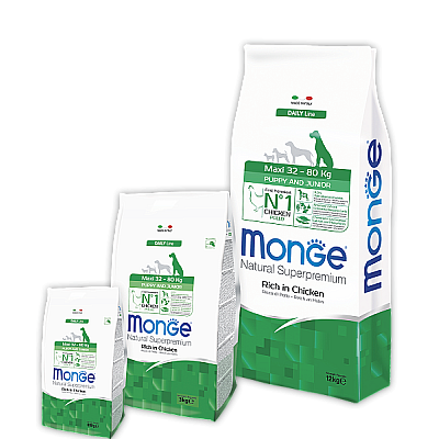 Monge (Монж) Natural Superpremium Maxi Puppy & Junior - Сухий корм з куркою та рисом для цуценят великих порід