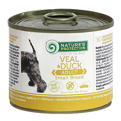 Консерви Natures protection ADULT SMALL BREED VEAL and DUCK для дорослих собак малих порід з телятиною та качкою