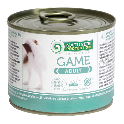 Консерви найвищої якості Natures protection ADULT GAME для дорослих собак з мясом дичини