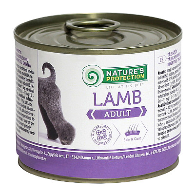 Високоякісні консерви Natures protection ADULT LAMB з мясом ягняти для дорослих собак з чутливим травленням
