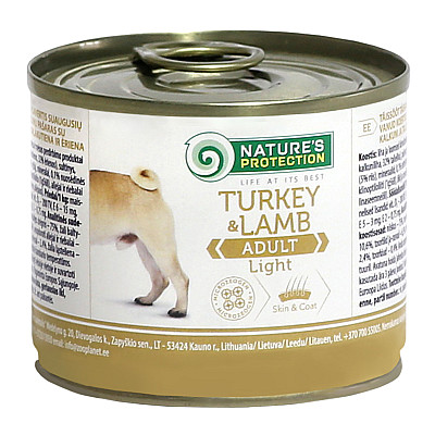 Високоякісні консерви Natures protection ADULT LIGHT TURKEY and LAMB з індичкою та мясом ягняти для дорослих собак