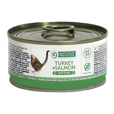 Високоякісні консерви Natures protection KITTEN TURKEY and SALMON з індичкою та лососиною для молодих кошенят
