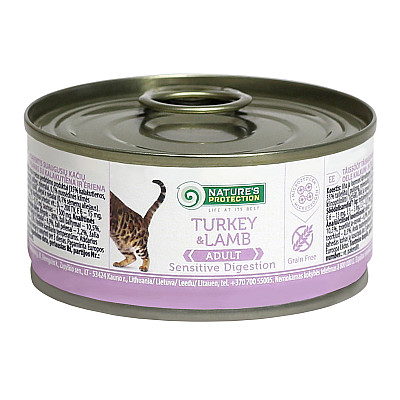 Natures protection SENSITIVE DIGESTION TURKEY and LAMB Консерви з індичкою та м'ясом ягнят для дорослих кішок з чутливим травленням