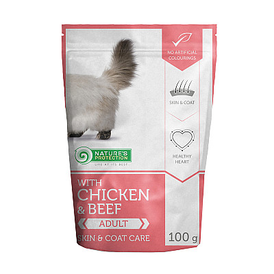Консервированный корм Natures protection WITH CHICKEN & BEEF SKIN & COAT CARE для котов
