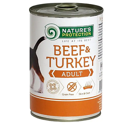 Консервы Natures protection ADULT BEEF & TURKEY с телятиной и индюшатиной для взрослых собак