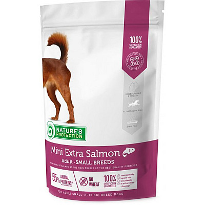 Корм Natures protection MINI EXTRA SALMON для дорослих собак дрібних порід з лососем