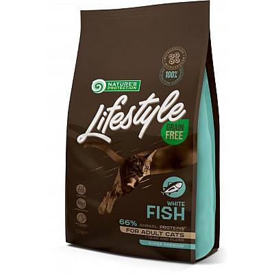 Сухий беззерновий корм Nature's Protection Lifestyle Grain Free White Fish Adult Cat з білою рибою для дорослих кішок