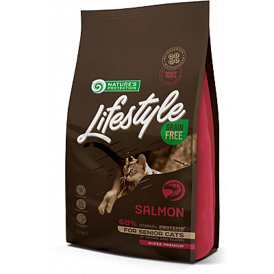 Сухий беззерновий корм для літніх котів з лососем Lifestyle Grain Free Salmon Senior Cat