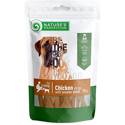Лакомство Nature's Protection snack for dogs chicken strips with sesame полоски из курицы с кунжутом для собак