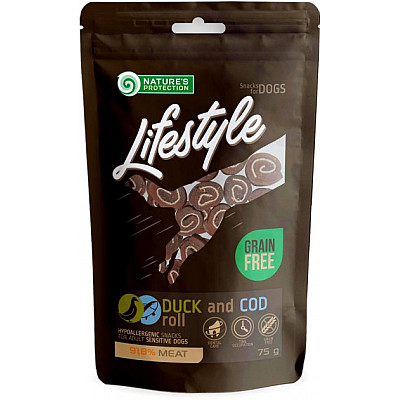 Лакомство Nature's Protection Lifestyle snacks for dogs, duck and cod rolls рулеты из утки и трески для собак