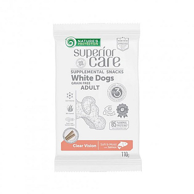 Беззерновые лакомства Nature's Protection Superior Care White Dogs Clear Vision с лососем для взрослых собак всех пород с белым окрасом шерсти