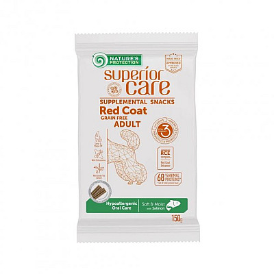 Беззерновое лакомство Nature's Protection Superior Care Red Coat Hypoallergenic Oral Care с лососем для взрослых собак всех пород с рыжим окрасом шерсти
