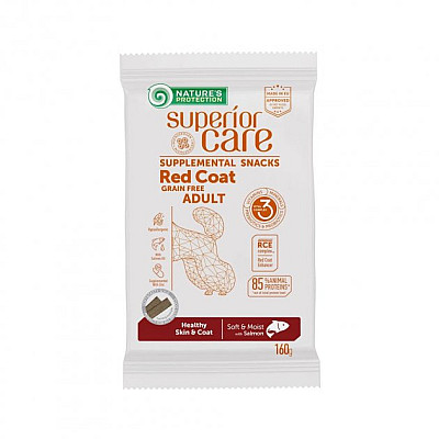 Беззерновые лакомства Nature's Protection Superior Care Red Coat Healthy Skin & Coat с лососем для взрослых собак всех пород с рыжим окрасом шерсти