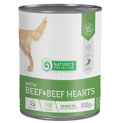 Влажный корм Nature's Protection with Beef & Beef Hearts с говядиной и говяжьим сердцем для взрослых собак