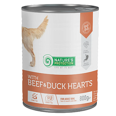 Влажный корм Nature's Protection with Beef & Duck Hearts с говядиной и утиным сердцем для взрослых собак