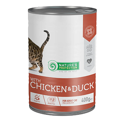 Вологий корм Nature's Protection with Chicken & Duck з куркою і качкою для дорослих котів після стерилізації