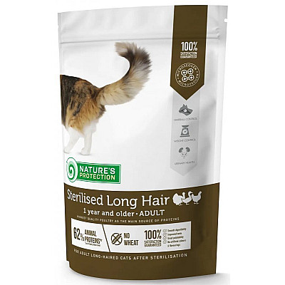 Сухий корм Nature's Protection Sterilised Long Hair для довгошерстих дорослих котів після стерилізації