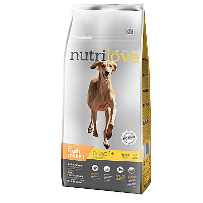 Сухий корм для собак Nutrilove Active  Курка з рисом для дорослих активних собак