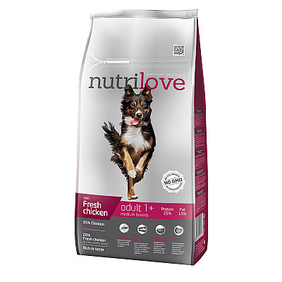 Сухий корм для собак Nutrilove Adult Medium  Курка з рисом для дорослих собак середніх порід