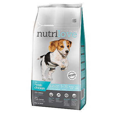 Сухий корм для собак  Nutrilove Junior Small and Medium Курка з рисом для цуценят малих та середніх порід