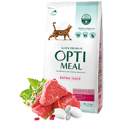 Сухой корм для взрослых кошек Optimeal High in Veal  с телятиной