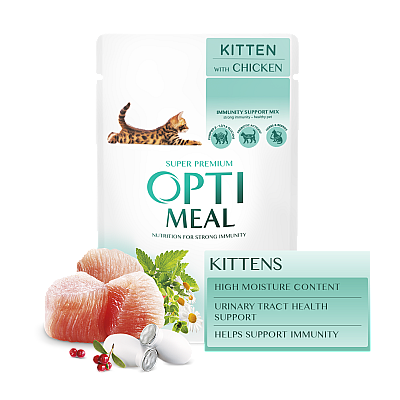 Optimeal влажный корм с курицей для котят