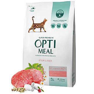OPTIMEAL™.Сухий корм для стерилізованих кішок та кастрованих котів - з високим вмістом яловичини та сорго, 10 кг