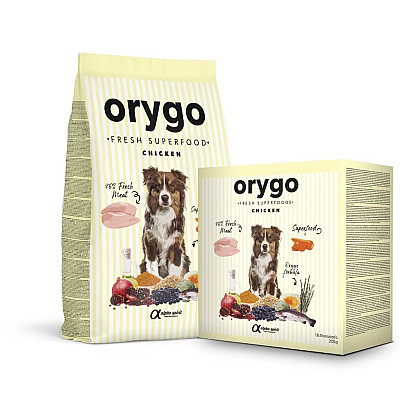 Повнораціонний напіввологий корм для дорослих собак всіх порід Orygo Chicken з курятиною та морквою