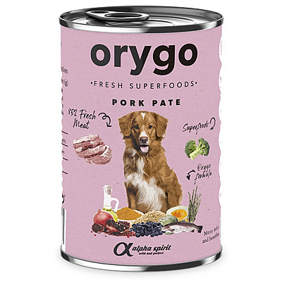 Повнораціонний вологий корм для дорослих собак у вигляді паштету Orygo Pork Pate з свининою та броколі