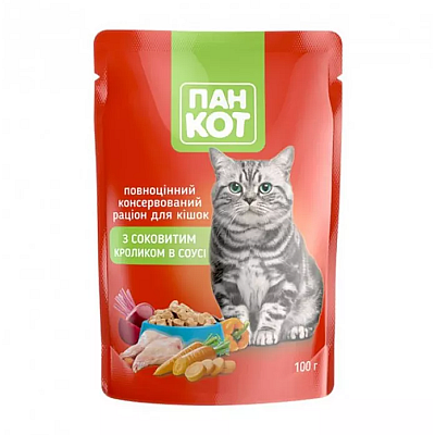 Влажный корм для кошек Пан Кот с сочным кроликом в соусе