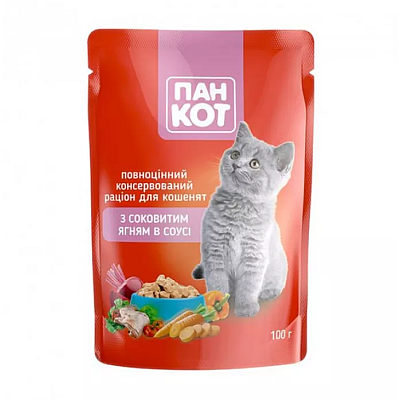 Влажный корм для кошек Пан Кот с сочным ягненком в соусе